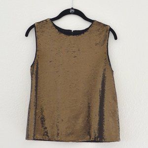 Massimo Dutti Gold Sequined Sleeveless Blouse